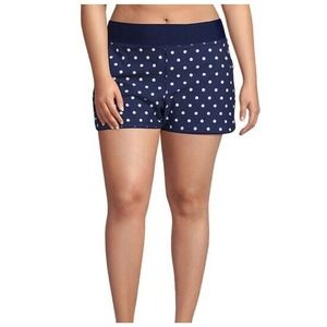 Lands End Swim Shorts Womens Plus 24W Navy White Polka Dot Built In Briefs NEW
